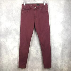 AG Women's The Farrah High Rise Skinny Ankle Jeans Pants Burgundy Size 27